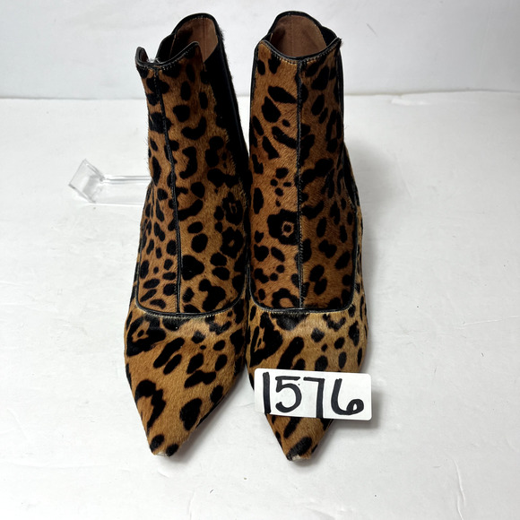 Tabitha Simmons Chelsea Boots Womens 7 Shadow Leopard Print Calf Hair Brown - Picture 12 of 16